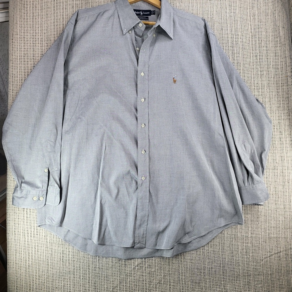 Ralph Lauren Yarmouth Shirt Mens 16.5 34/35 Gray‎ Long Sleeve Pinpoint Oxford